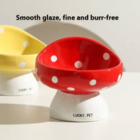 HKM-5155517 Ceramic Cat Water Bowl with Oblique Mouth Design – 200ml Capacity in Various Mushroom Patterns