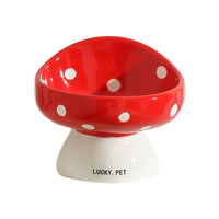 HKM-5155517 Ceramic Cat Water Bowl with Oblique Mouth Design – 200ml Capacity in Various Mushroom Patterns