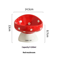 HKM-5155517 Ceramic Cat Water Bowl with Oblique Mouth Design – 200ml Capacity in Various Mushroom Patterns