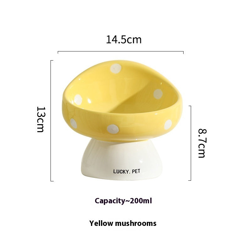HKM-5155517 Ceramic Cat Water Bowl with Oblique Mouth Design – 200ml Capacity in Various Mushroom Patterns