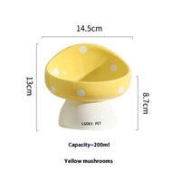 HKM-5155517 Ceramic Cat Water Bowl with Oblique Mouth Design – 200ml Capacity in Various Mushroom Patterns