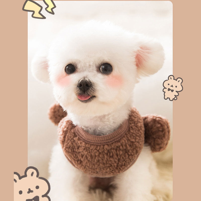 HKM-5155901 Cozy Bear Vest for Pets - Warm Granular Velvet Outfit for Cats and Small Dogs in Multiple Sizes