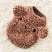 HKM-5155901 Cozy Bear Vest for Pets - Warm Granular Velvet Outfit for Cats and Small Dogs in Multiple Sizes