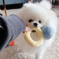 HKM-5156157 Plush Dog Chew Toy Ring with Sound - Soft Natural Cotton for Teething and Stress Relief