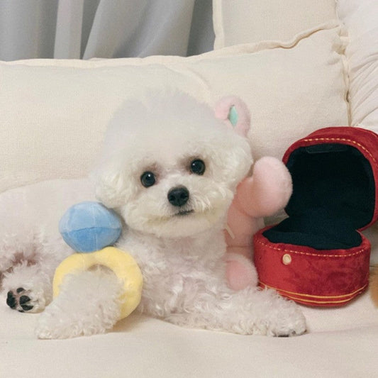 HKM-5156157 Plush Dog Chew Toy Ring with Sound - Soft Natural Cotton for Teething and Stress Relief