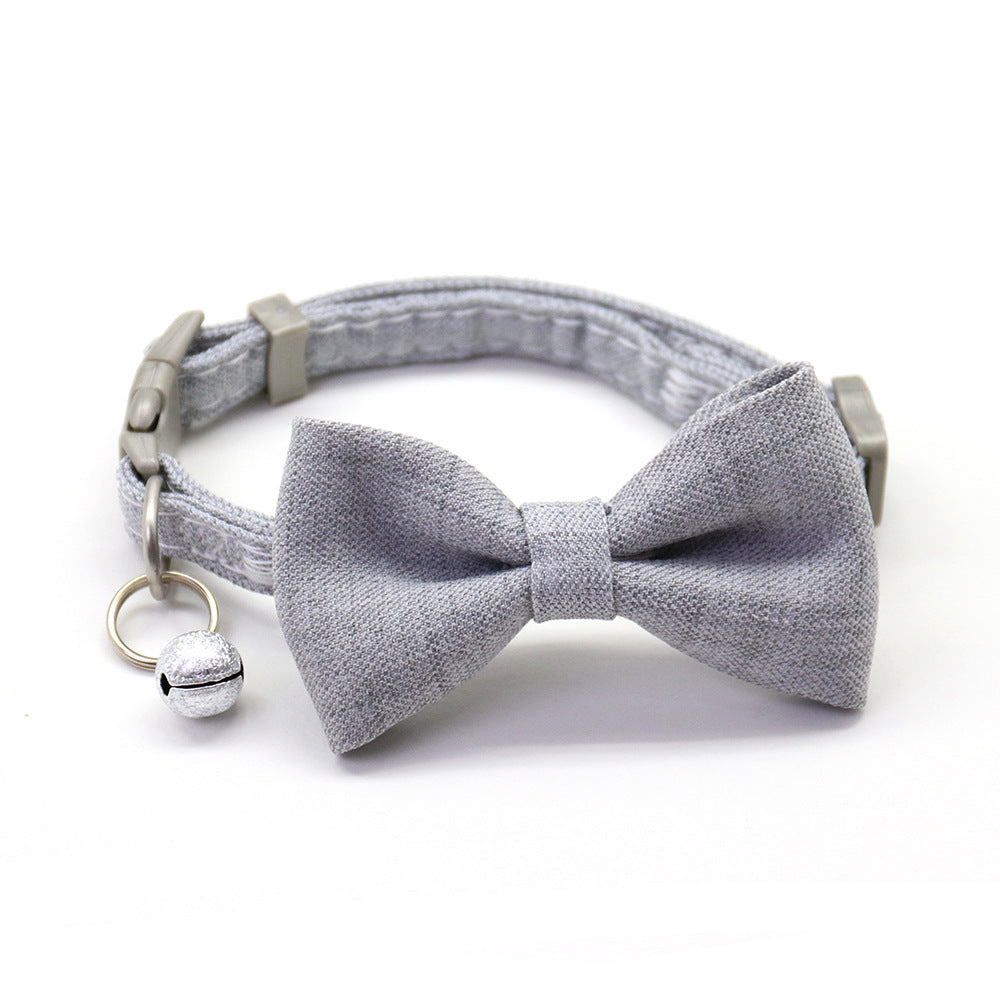 HKM-5157309 Adjustable Cotton Dog Collar with Bow Tie - Soft and Comfortable for All Dogs
