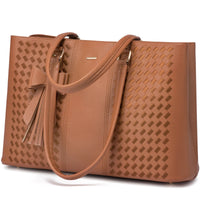HKM-515731 Large Capacity Laptop Tote Handbag for Women - Vintage PU Leather Office Shoulder Bag