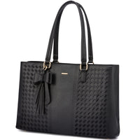 HKM-515731 Large Capacity Laptop Tote Handbag for Women - Vintage PU Leather Office Shoulder Bag