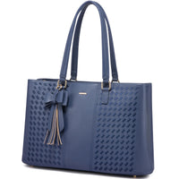 HKM-515731 Large Capacity Laptop Tote Handbag for Women - Vintage PU Leather Office Shoulder Bag