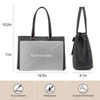 HKM-515731 Large Capacity Laptop Tote Handbag for Women - Vintage PU Leather Office Shoulder Bag