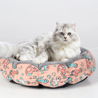 HKM-5158589 Calming Donut Pet Bed for Cats and Small Dogs - Fluffy Round Design for Indoor Comfort