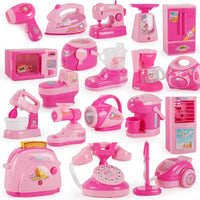 HKM-515859 Mini Kitchen Set with Electric Washing Machine and Sweeper for Children