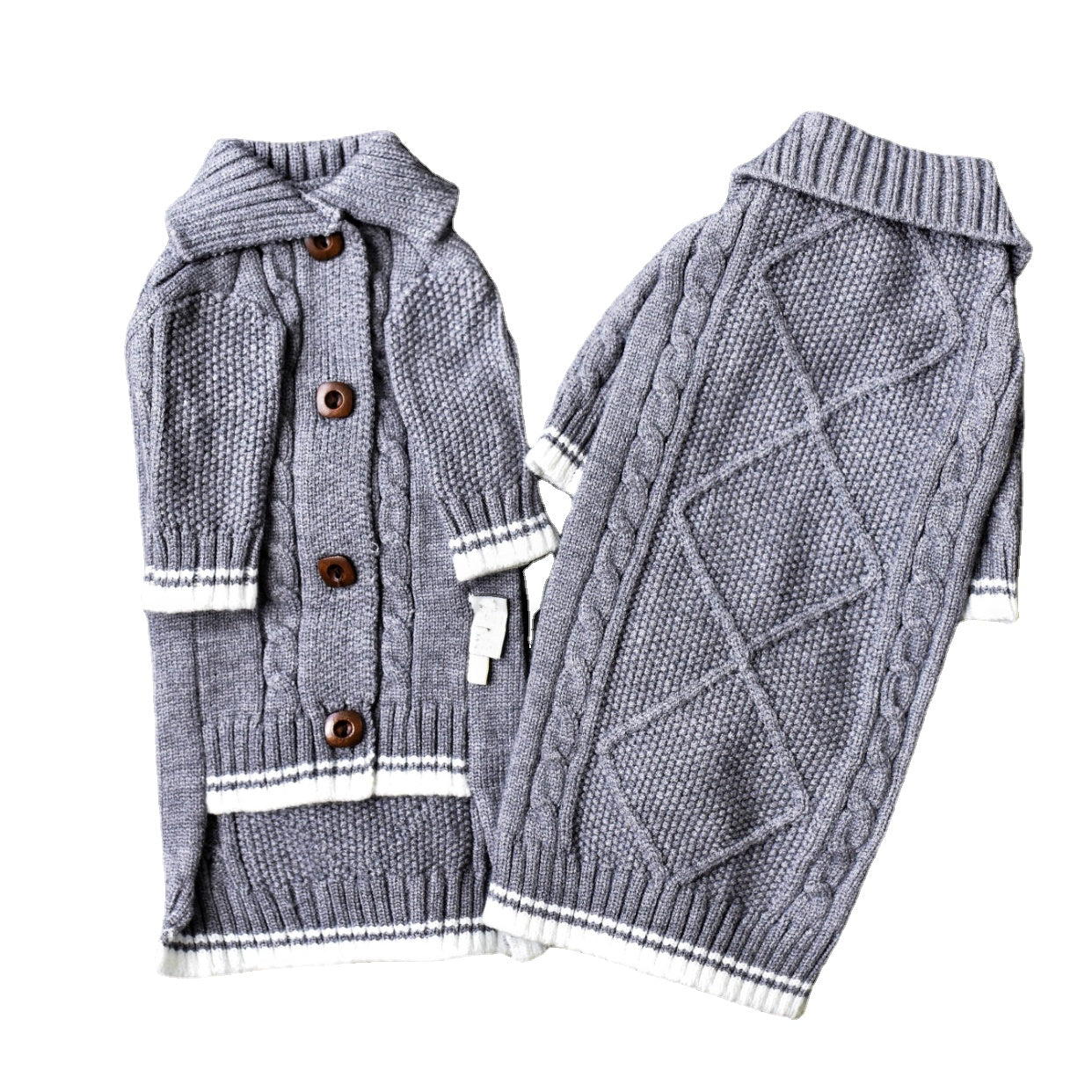HKM-5159101 Soft Cotton Knit Cat Sweater in Gray - Cozy Pet Coat for Hairless Cats, Size 2XL
