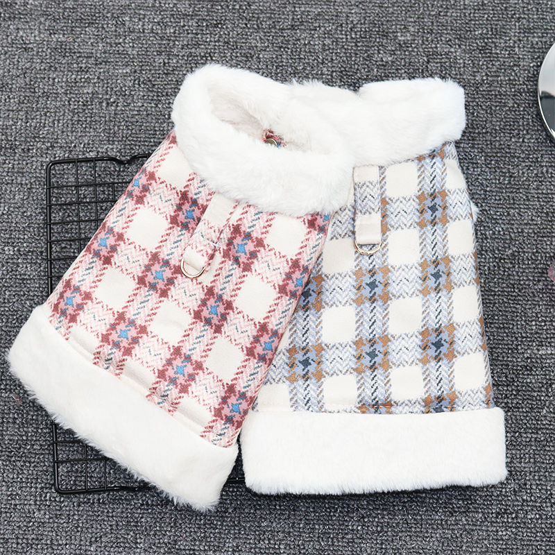 HKM-5159485 Cute Cotton Dog Coat for All Seasons - Soft and Warm Pet Jacket in Blue and Red