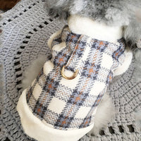 HKM-5159485 Cute Cotton Dog Coat for All Seasons - Soft and Warm Pet Jacket in Blue and Red