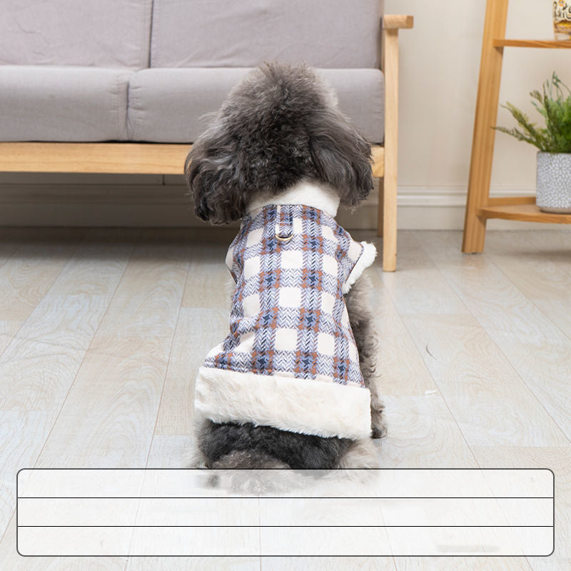 HKM-5159485 Cute Cotton Dog Coat for All Seasons - Soft and Warm Pet Jacket in Blue and Red