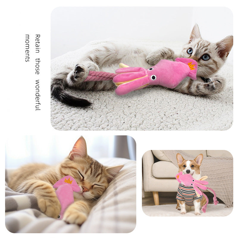 HKM-5160765 Plush Interactive Octopus Toy for Cats and Dogs with Squeaker - Chew and Play Activity