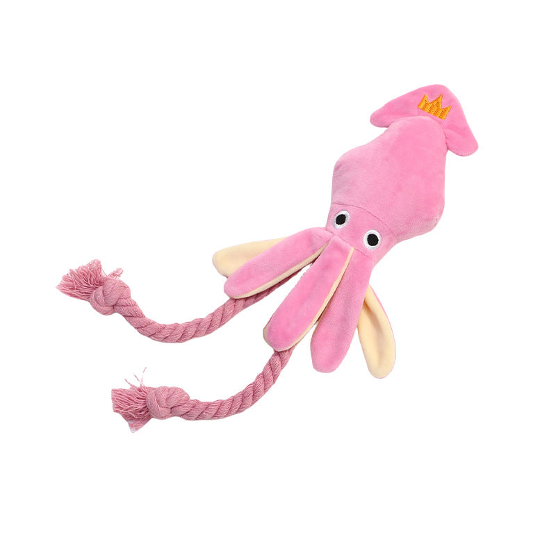 HKM-5160765 Plush Interactive Octopus Toy for Cats and Dogs with Squeaker - Chew and Play Activity