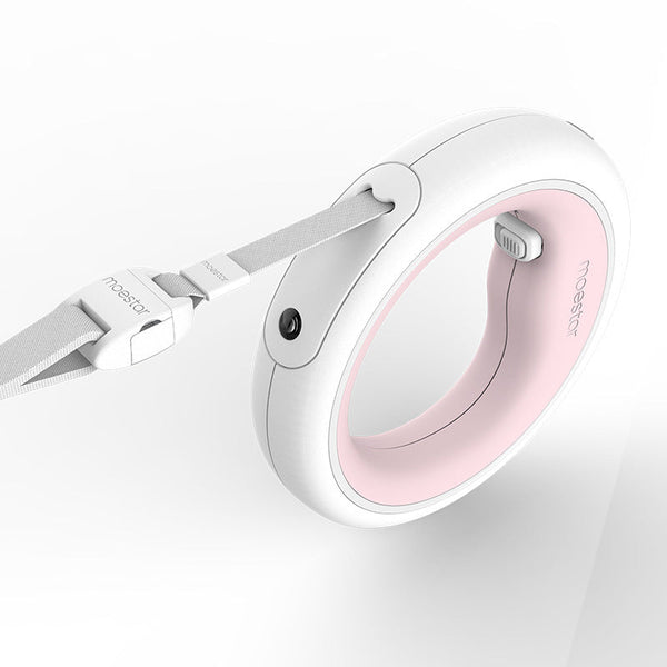 HKM-5160893 UFO Retractable Traction Rope for Dogs - Luminous, 2.6m, White & Pink Options