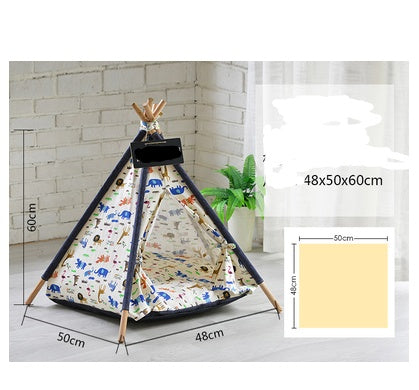 HKM-5161149 Detachable and Washable Four-Season Universal Pet Nest with Solid Wood Support and High-Elastic Padding
