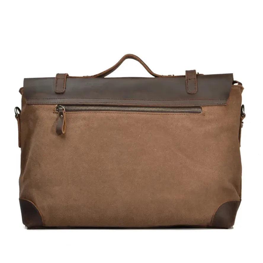 HKM-516243 Retro Leather Messenger Bag for 13-15 Inch Laptops, Large Capacity Casual Crossbody Bag