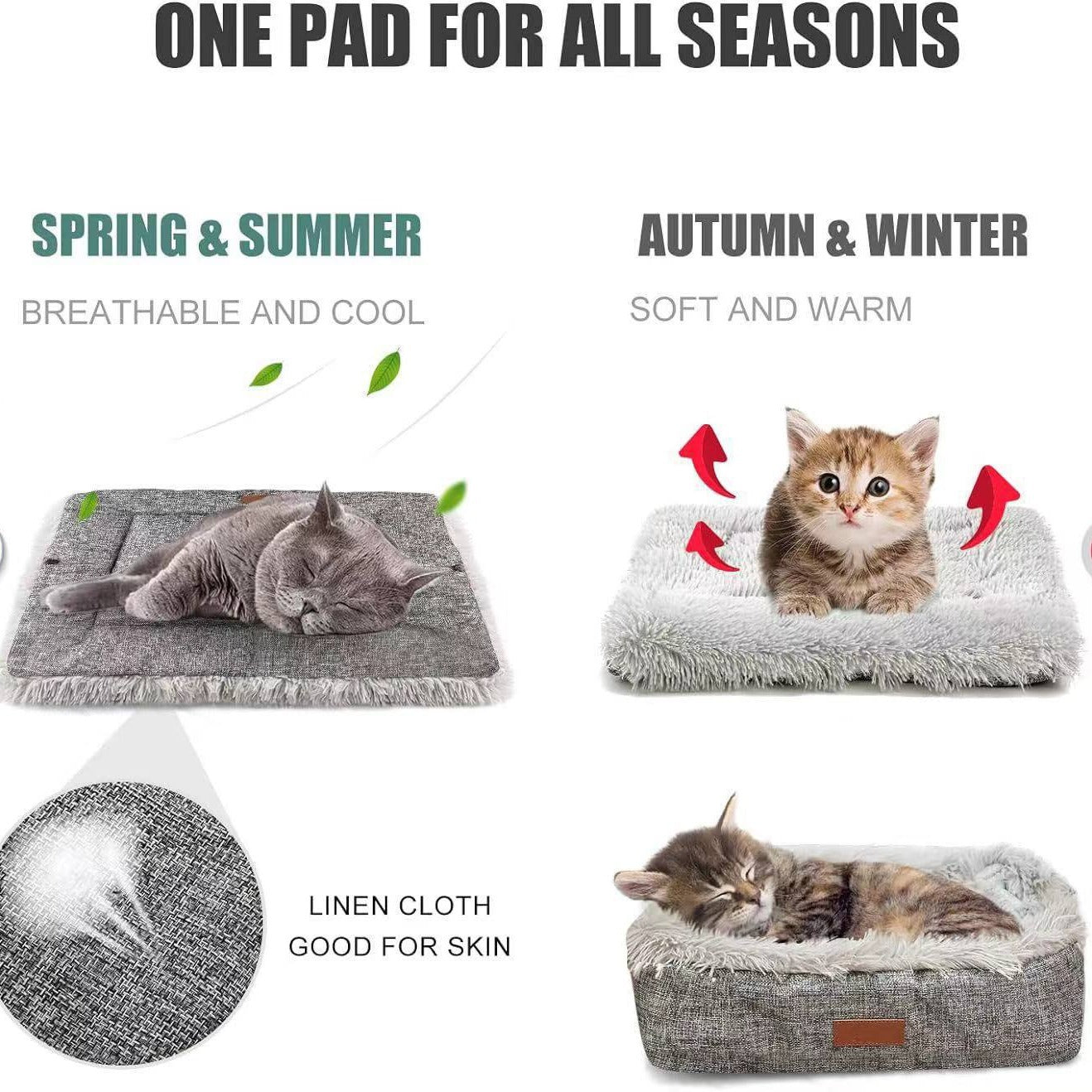 HKM-5162941 Self-Heating Plush Washable Dog Sleeping Mat - Soft and Comfortable Pet Pad in Multiple Colors