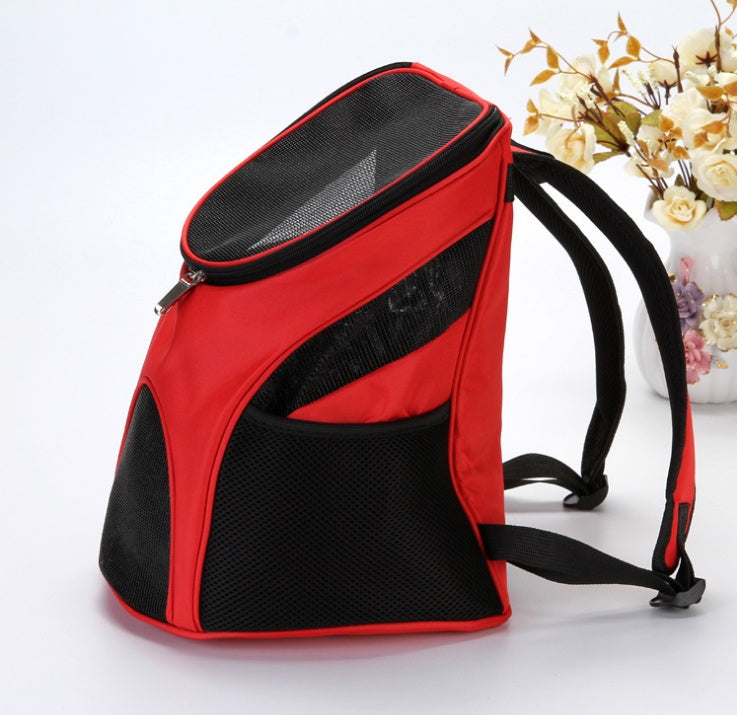 HKM-5163325 Pet Travel Backpack Carrier - Breathable Polyester Design, Medium Softness, 30x25x35cm, Available in Red, Sky Blue, Black, Coffee