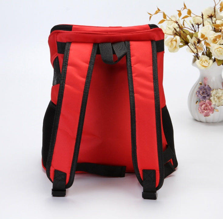 HKM-5163325 Pet Travel Backpack Carrier - Breathable Polyester Design, Medium Softness, 30x25x35cm, Available in Red, Sky Blue, Black, Coffee