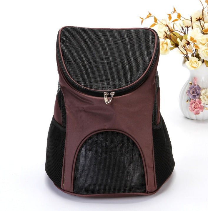 HKM-5163325 Pet Travel Backpack Carrier - Breathable Polyester Design, Medium Softness, 30x25x35cm, Available in Red, Sky Blue, Black, Coffee