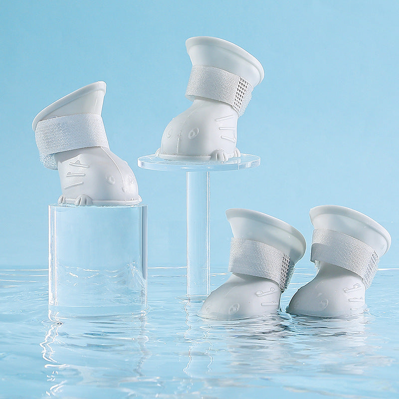HKM-5164349 Waterproof Non-Slip Silicone Dog Rain Boots - 4 Pack for Pets