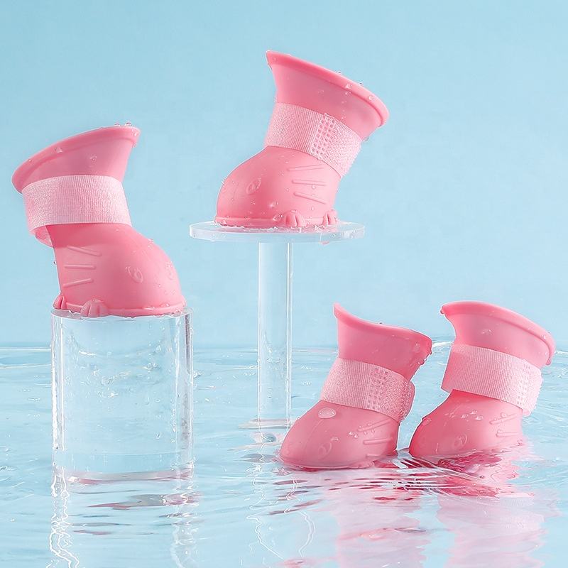 HKM-5164349 Waterproof Non-Slip Silicone Dog Rain Boots - 4 Pack for Pets