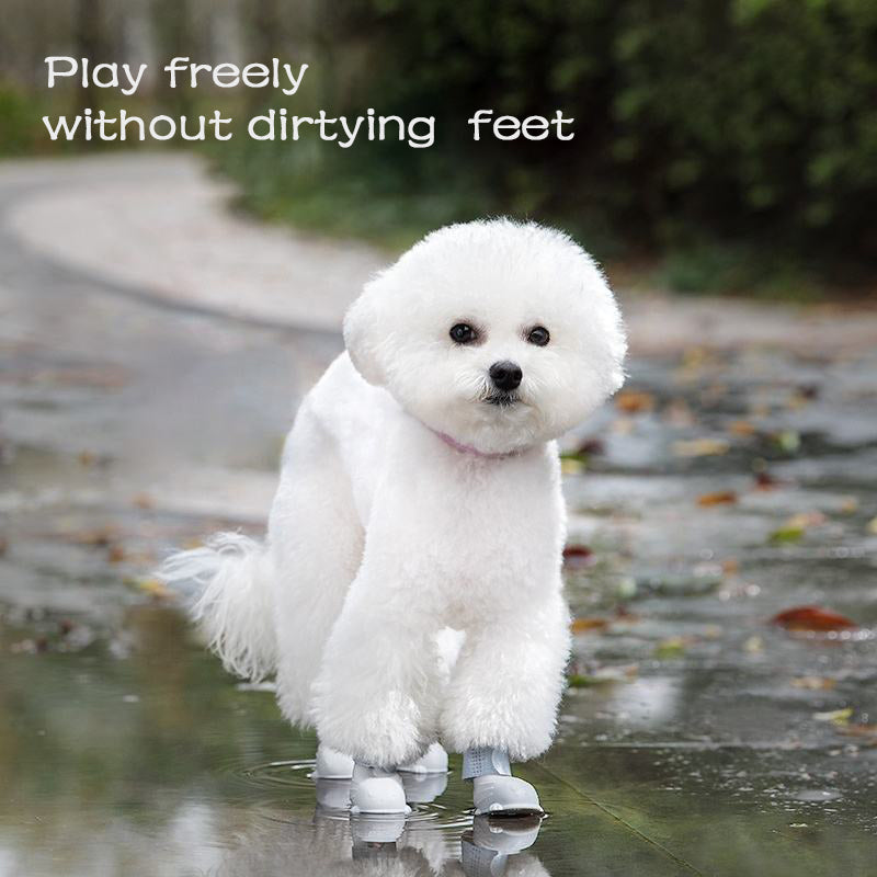 HKM-5164349 Waterproof Non-Slip Silicone Dog Rain Boots - 4 Pack for Pets