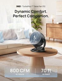 HKM-4312403 11 Inch Table Air Circulator Fan, 60ft Strong Airflow, 120° Adjustable Tilt, 20dB Low Noise, 3 Speed Settings, for Home and Office
