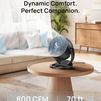 HKM-5164371 12-Inch Table Air Circulator Fan with 70ft Airflow, 25dB Quiet Operation, 120° Adjustable Tilt, 3 Speed Settings