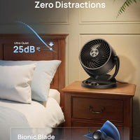 HKM-5164371 12-Inch Table Air Circulator Fan with 70ft Airflow, 25dB Quiet Operation, 120° Adjustable Tilt, 3 Speed Settings