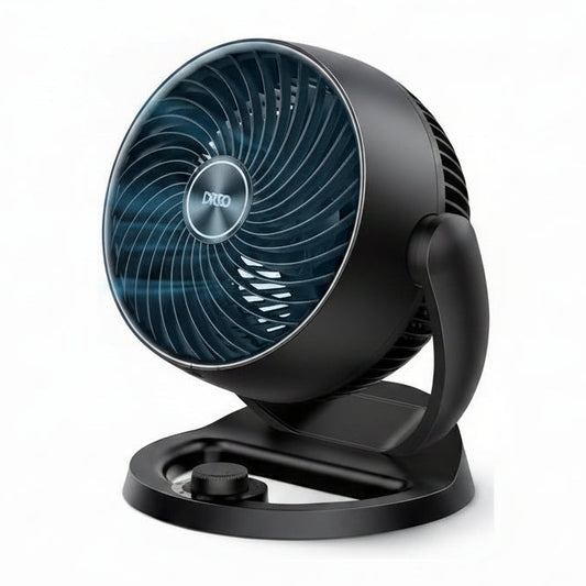 HKM-5164371 12-Inch Table Air Circulator Fan with 70ft Airflow, 25dB Quiet Operation, 120° Adjustable Tilt, 3 Speed Settings