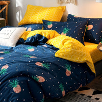 HKM-516499 Countryside Floral Design Four-Piece Girl's Heart Duvet Set with Quilt and Pillowcase