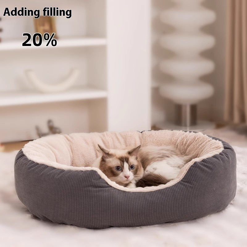 HKM-5165117 Warm Removable Washable Scratch-resistant Fleece-lined Cat Nest in Gray, Khaki, and Bright Yellow