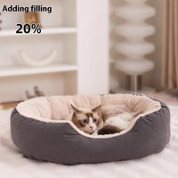 HKM-5165117 Warm Removable Washable Scratch-resistant Fleece-lined Cat Nest in Gray, Khaki, and Bright Yellow