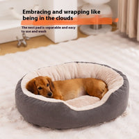 HKM-5165117 Warm Removable Washable Scratch-resistant Fleece-lined Cat Nest in Gray, Khaki, and Bright Yellow