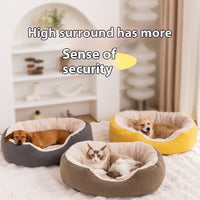 HKM-5165117 Warm Removable Washable Scratch-resistant Fleece-lined Cat Nest in Gray, Khaki, and Bright Yellow