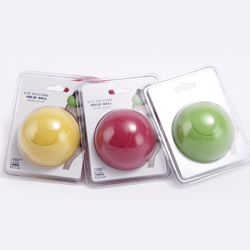 HKM-516627 Durable Rubber Elastic Ball for Dogs - Bite-Resistant Molar Training Toy, 6.3cm, Red/Yellow/Green
