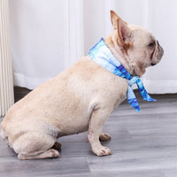 HKM-5167421 Cooling Cat Ice Scarf for Pets - Striped Blue Polyester, Multiple Sizes Available