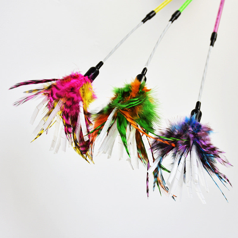 HKM-5167677 Cat Feather Spiral Stick with Paper Wool for Playtime Fun