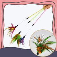 HKM-5167677 Cat Feather Spiral Stick with Paper Wool for Playtime Fun