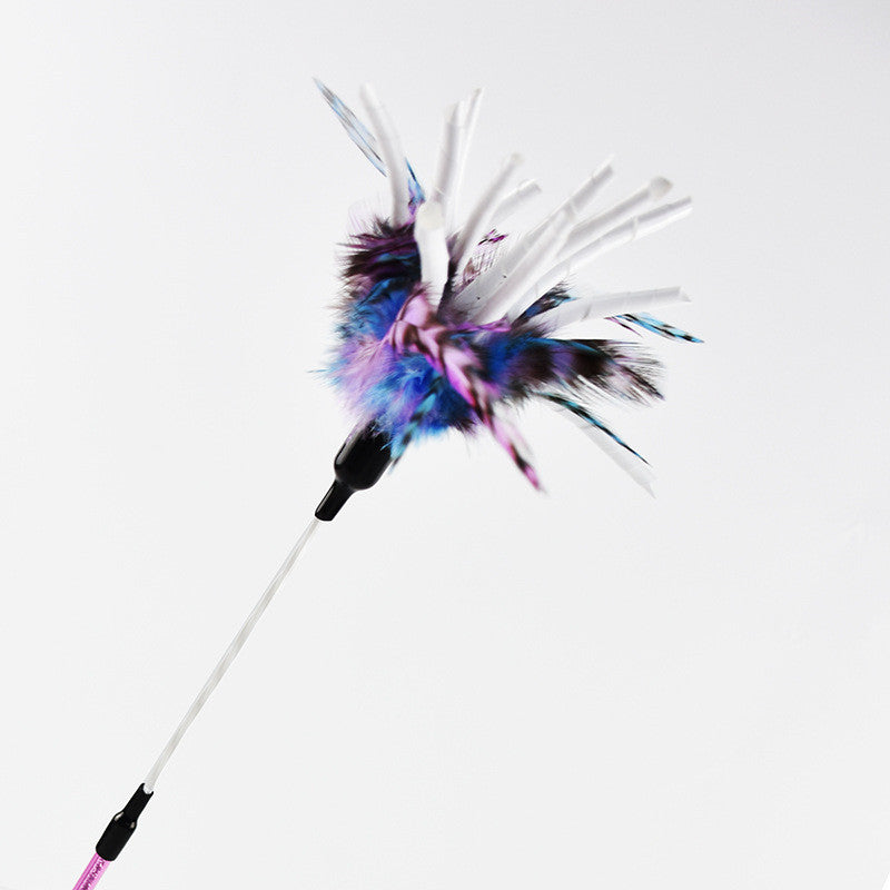 HKM-5167677 Cat Feather Spiral Stick with Paper Wool for Playtime Fun