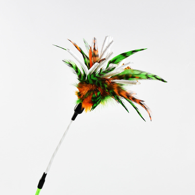 HKM-5167677 Cat Feather Spiral Stick with Paper Wool for Playtime Fun
