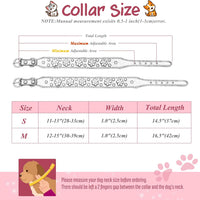 HKM-5168317 Rhinestone Flower Pattern PU Leather Dog Collar for Small and Medium Pets