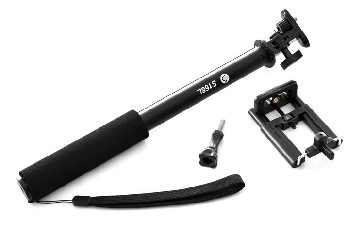 HKM-516883 Aluminum Alloy Mobile Phone Selfie Stick - Adjustable Length & Compact Design in Black, Red, and Local Gold