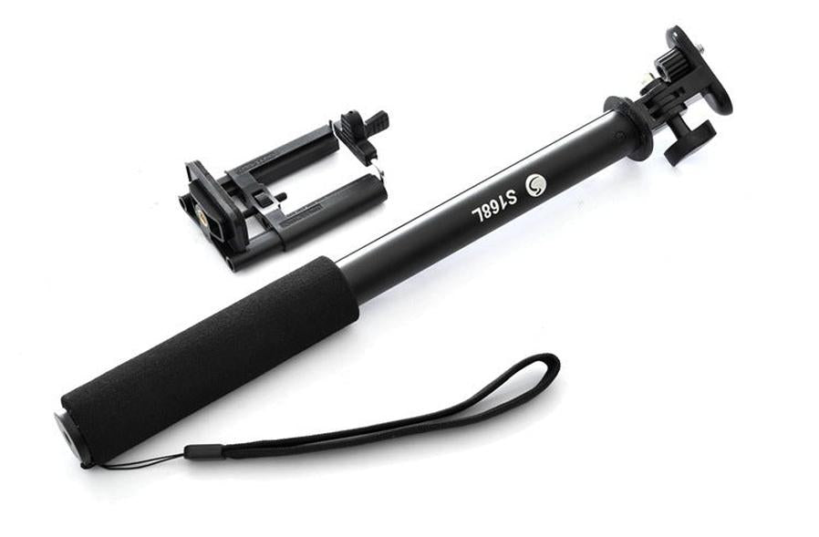 HKM-516883 Aluminum Alloy Mobile Phone Selfie Stick - Adjustable Length & Compact Design in Black, Red, and Local Gold
